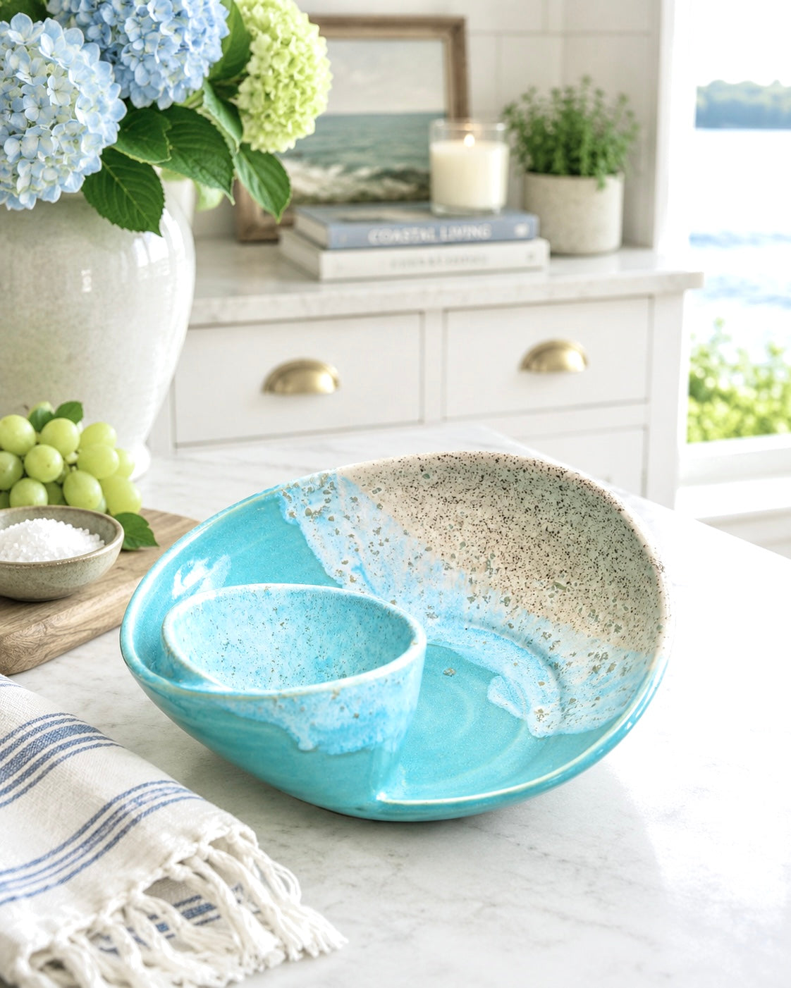 Coastal Swirl chip and dip bowl