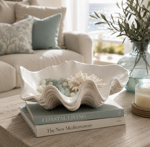 Coastal Clamshell Accent Bowl 13in