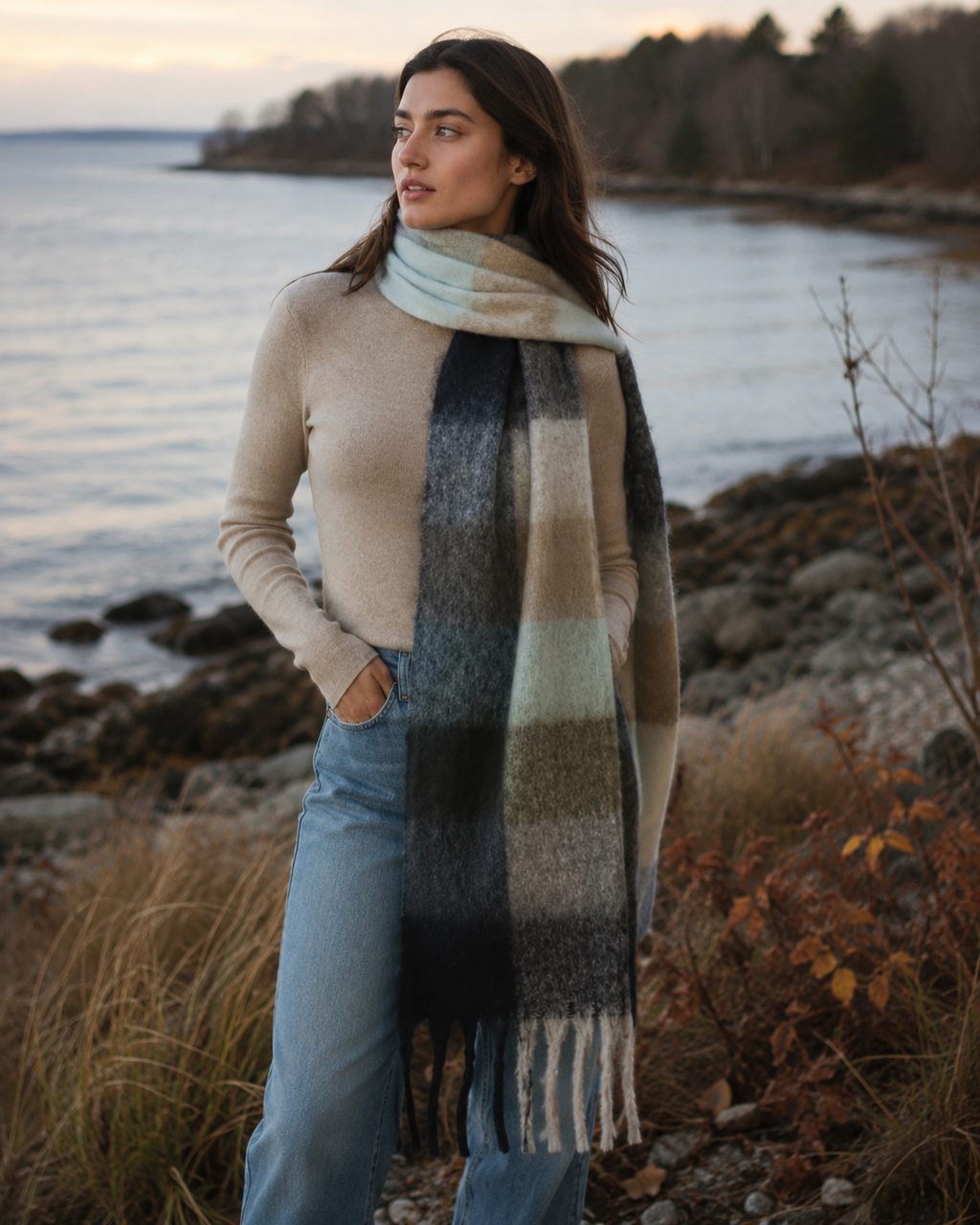 Coastal Knit Fringe Scarf